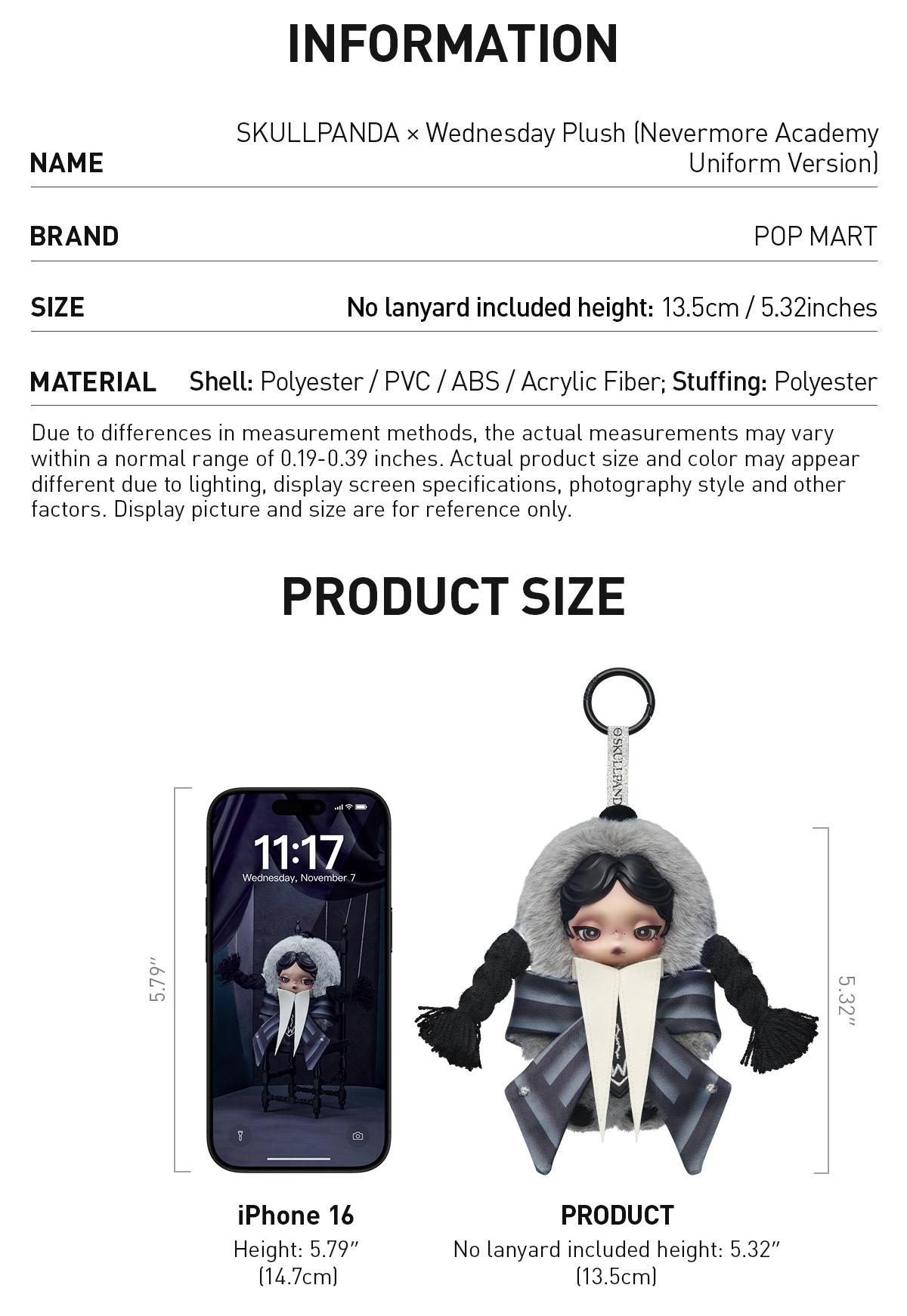 POP MART SKULLPANDA × Wednesday Plush（Nevermore Academy Uniform Version）