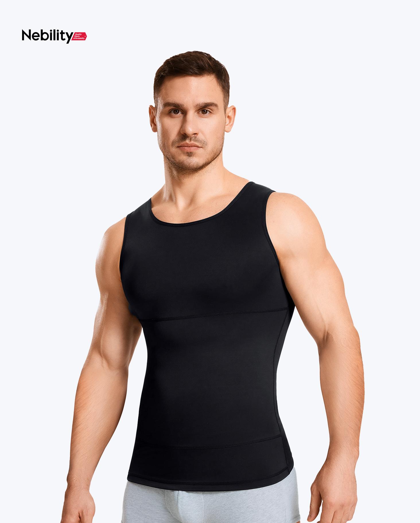 【Nebility】 Men’s Silky Soft Compression Shapewear Tank, Slimming Body Shaper Vest with Waist & Chest Support, Stretchy, Odor-Resistant, Breathable Muscle Tank for Daily Comfort, Menswear, Tanktop,fathersdaygift