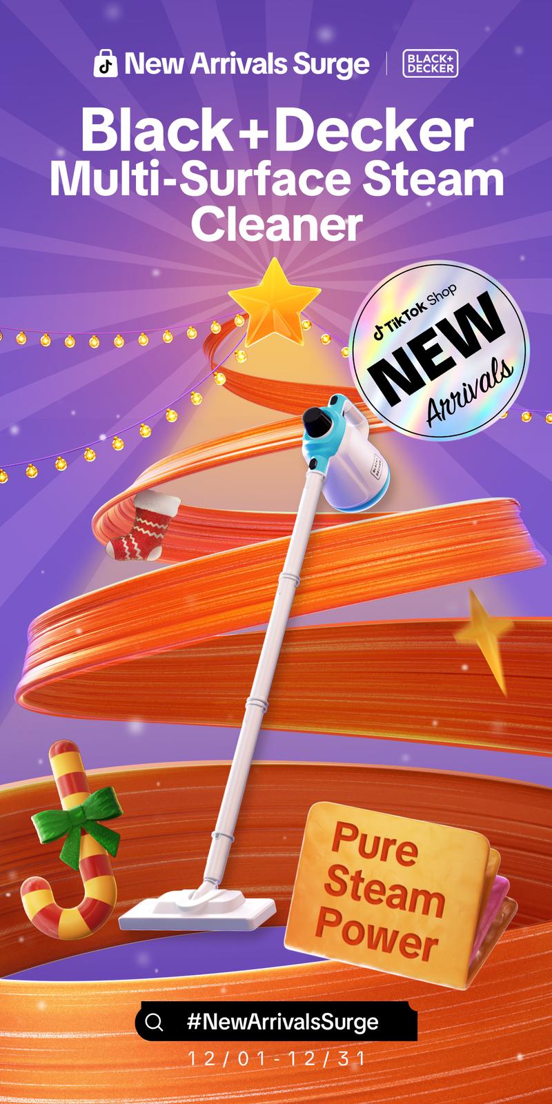 Black + Decker Multi-Use Steam Cleaner + Mop Combo - Versatile Cleaning Tool with Steam Function for Efficient Dirt Removal