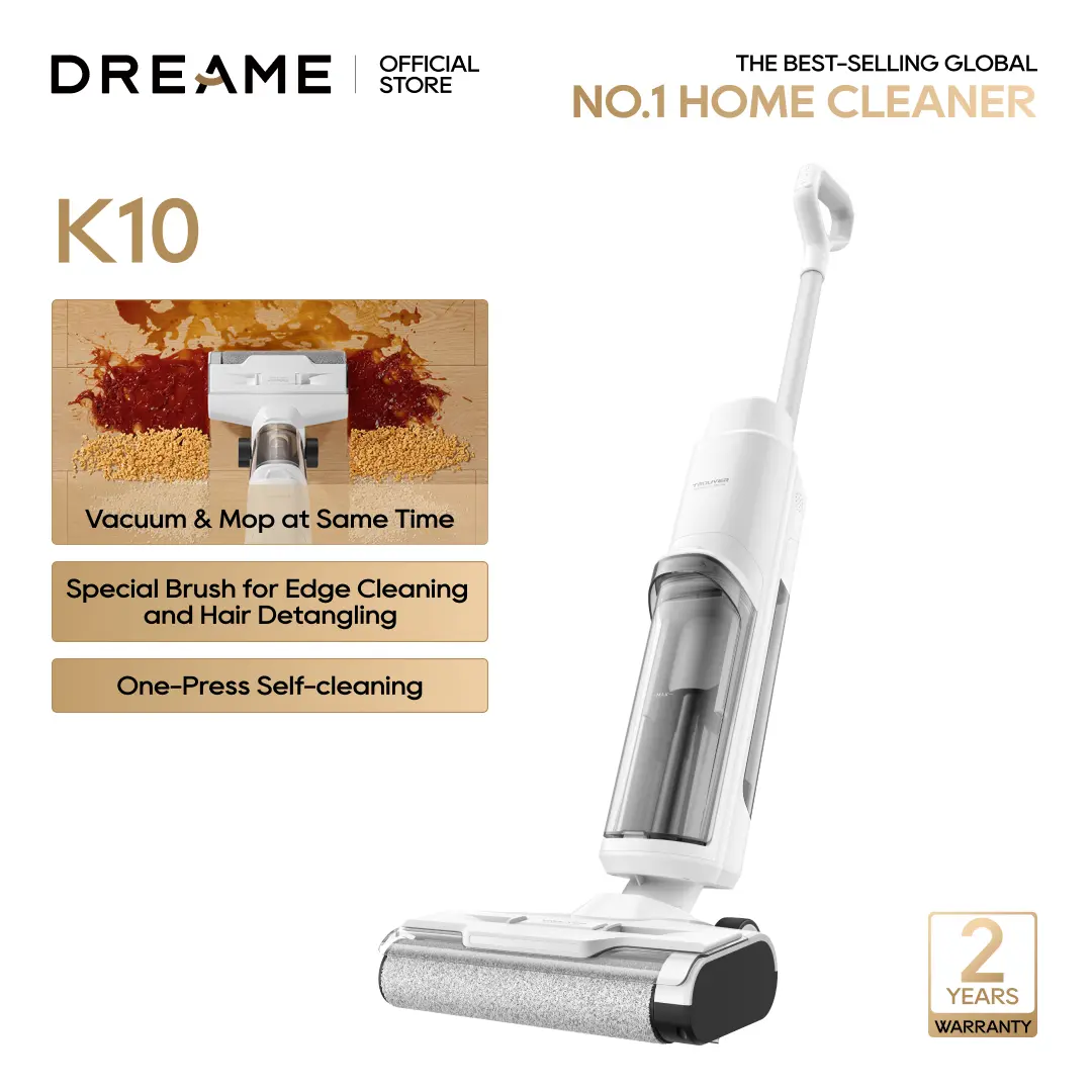 【LIVE】DREAME K10 Wet Dry Vacuum Cleaner, Smart Floor Cleaner Cordless Vacuum and Mop for Hard Floors, Cleans Itself, 540RPM Brush Darts through Dirt with Ease, Expressive Voice Prompts House Cleaning Gadgets Cleaning Machine