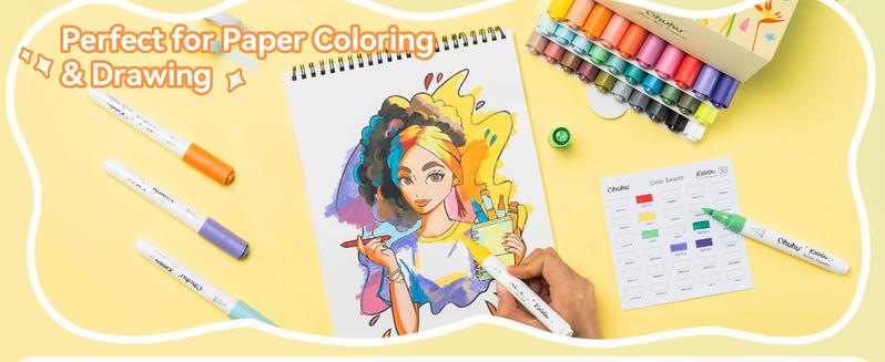 Ohuhu Acrylic Paint Markers: Brush Tip - 30 Colors - High Opacity Paint Pens Waterproof Acrylic Markers for Rock Painting Easter Eggs Wood Glass Ceramic Canvas - Kalalau Series of Ohuhuart
