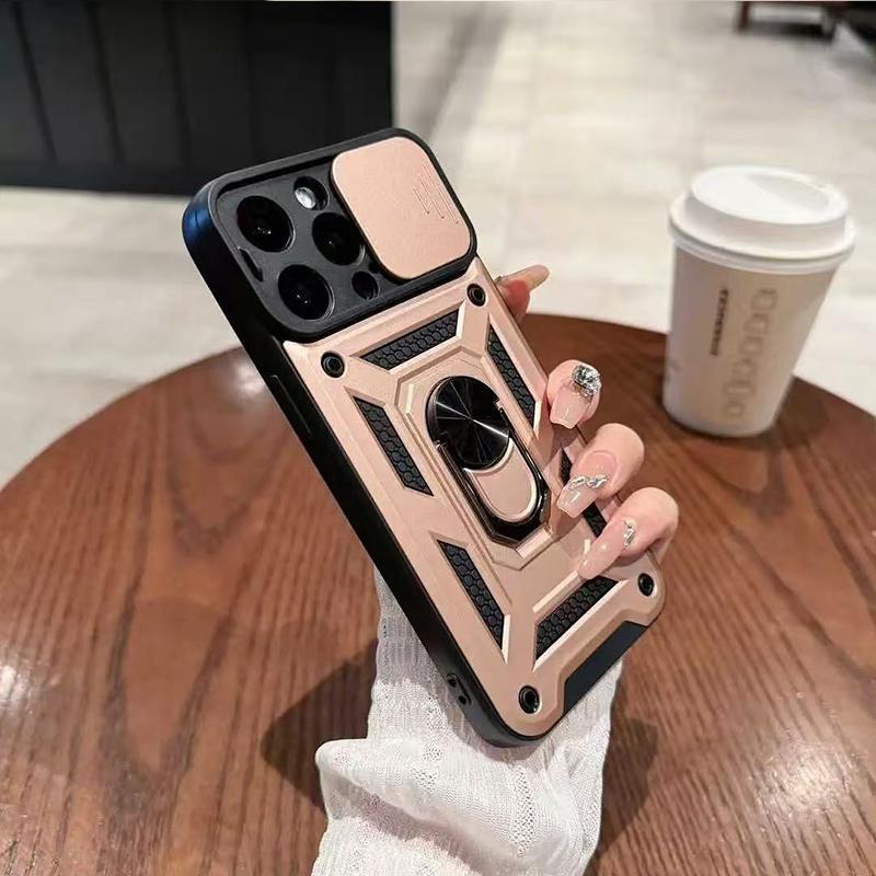 Phone Case For Women Men With Slide Camera Cover And Screen Protector, Rugged Hard Phone Case With Magnetic Stand For iPhone 17 16 15 14 13 12 11 Pro Max Plus Air