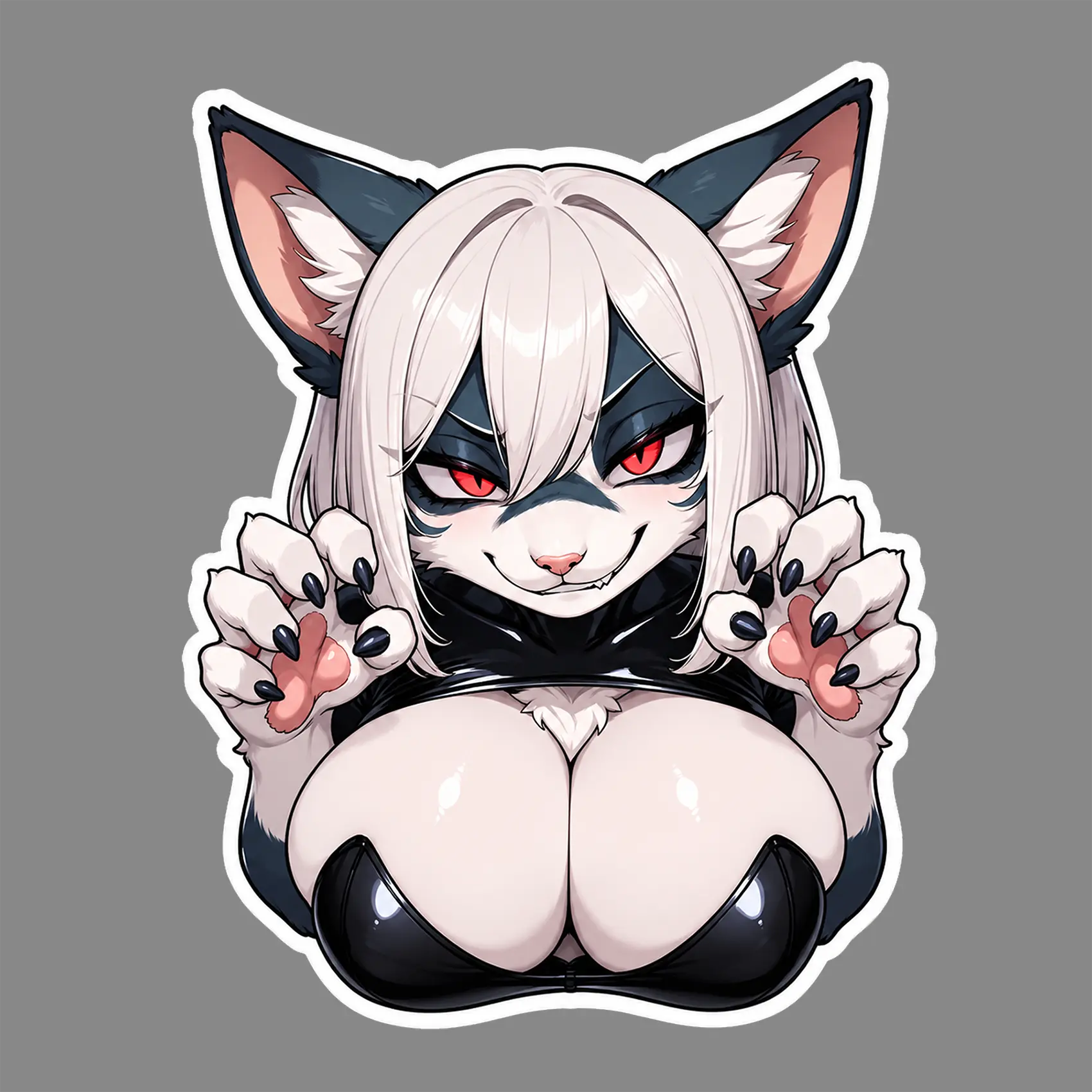 Vicious Kitty Vinyl Sticker, Cat Anthro Furry Neko Girl Decal, Anime Animal Fursona, Aesthetic Anthropomorphic Waifu Sticker