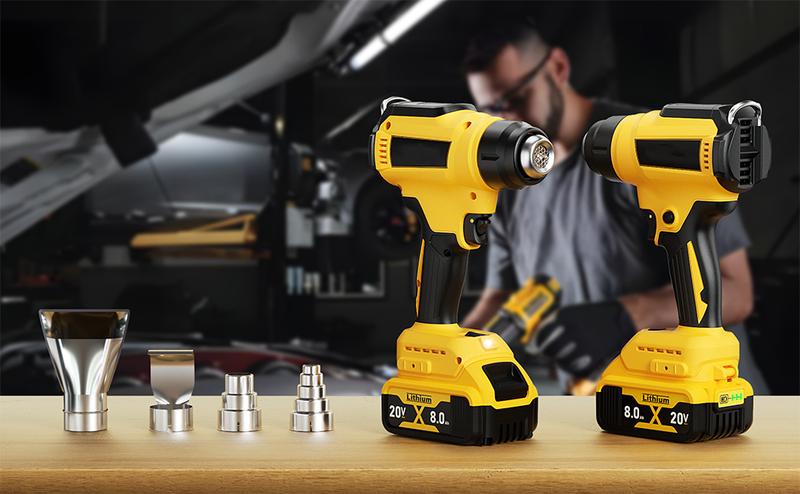 Powtree Cordless Heat Gun Compatible with DEWALT Battery Max 752°F (400°C) Heat Gun for Crafts, Shrink Tubing, Resin & Decorating Tool Portable