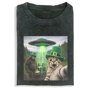 FUNNY CAT T-shirt, Unisex Vintage Crew Neck Regular Fit Cotton Fabric Casual Comfort Breathable Short Sleeve Funny T-shirts Fashion Men&Women's Top for Streetwear 031001