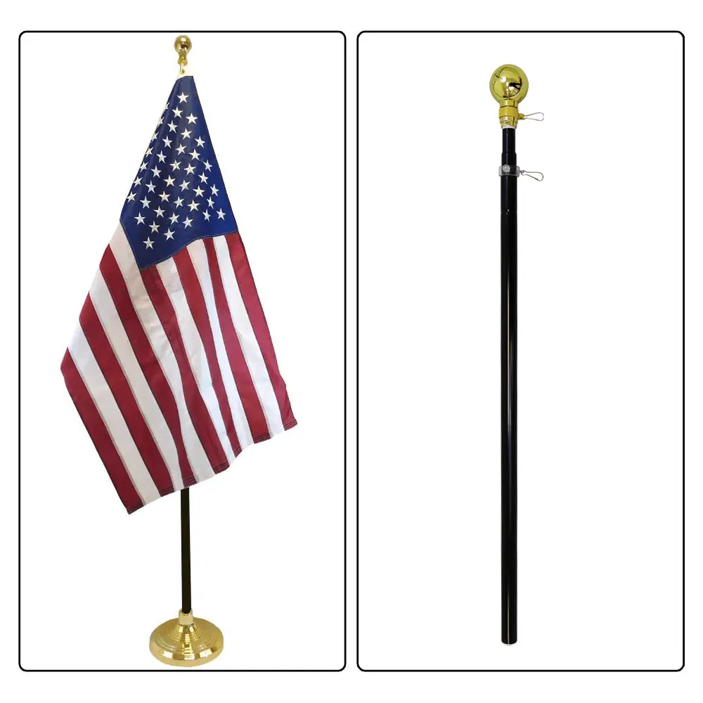 8ft Black Aluminum Flag Pole with Ball Top & All-Season Hardware, Suitable for Displaying 3x5ft Flags in Indoor Spaces, Events, Schools & Offices for Ceremony Decor, Mountable, 8-Foot Height