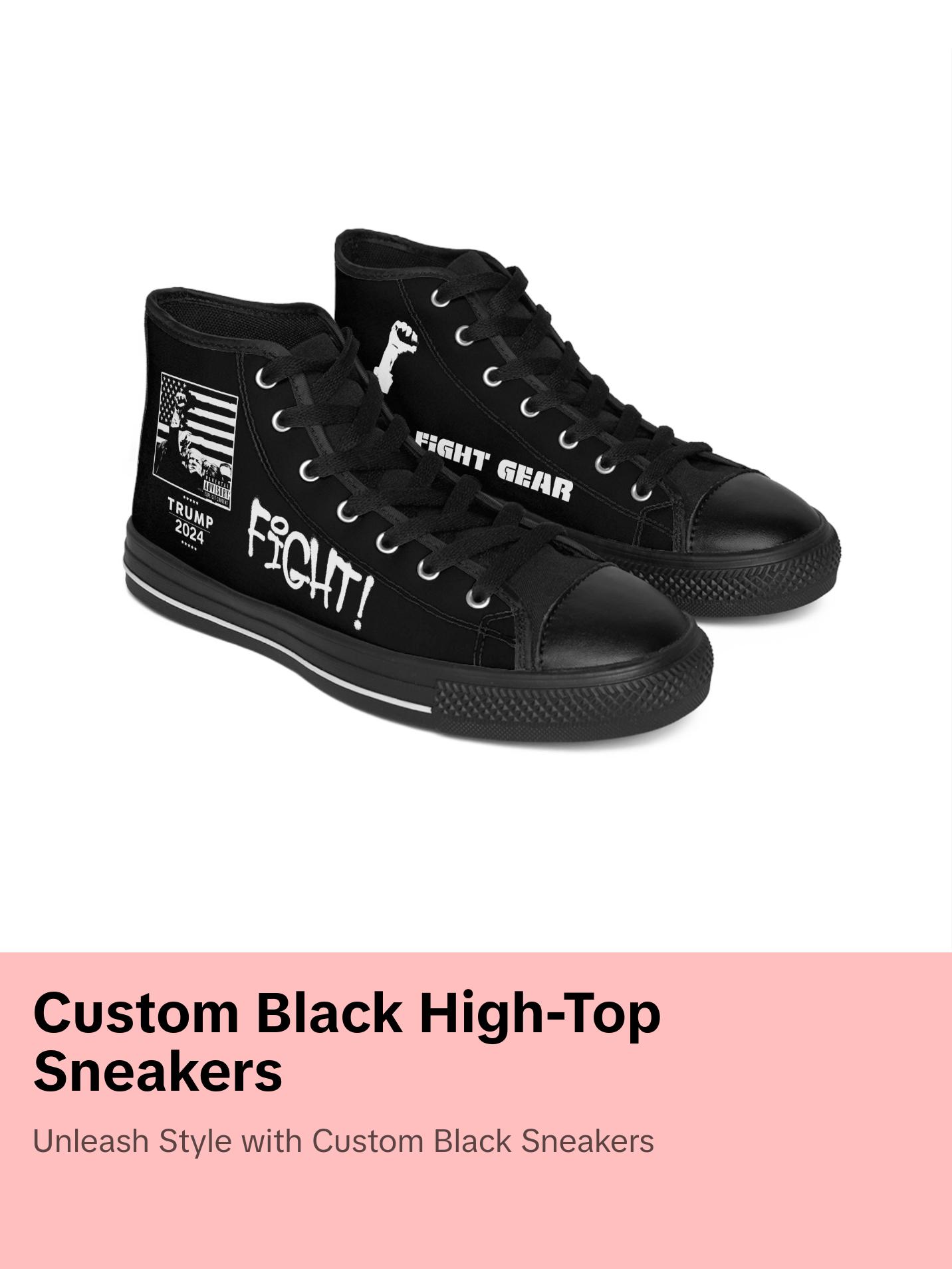 TRUMP FIGHT GEAR Custom Designed Black Sneakers