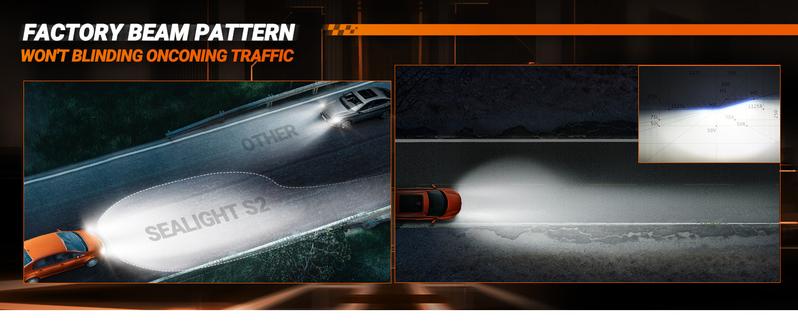 2014 Ford Mustang 9008/H13 H10/9140/9145 60W 6500K White IP67 LED Headlight Fog Light Bulbs Combo 4PCS SEALIGHT S2