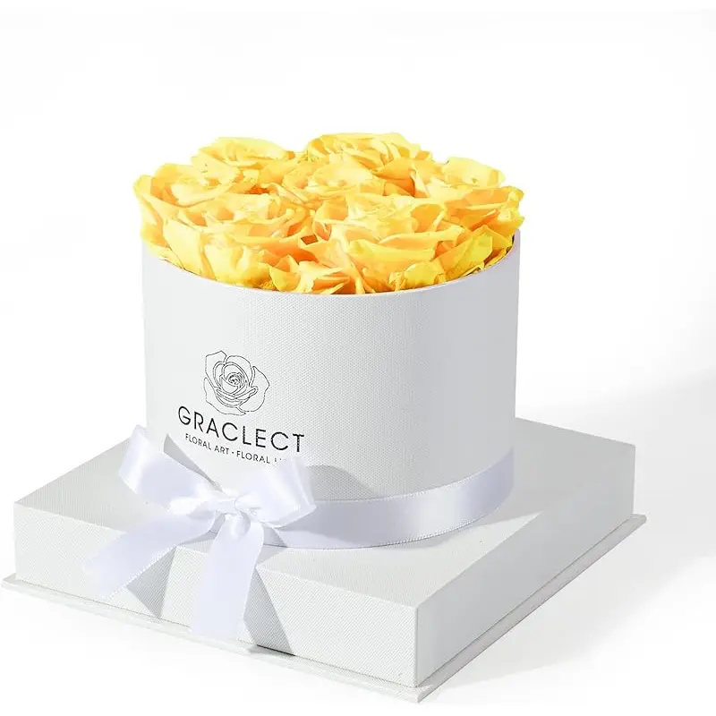 Yellow Roses in White Box