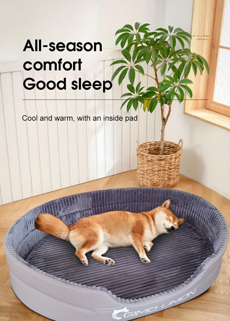 Pet Heaven Luxury Plush Thickened Pet Sofa Bed All Season Warm & Cool Dog Cat Bed for Medium Large Breeds Fully Washable Removable Mat 3D Raised Edge Pet Couch sleeping bag dog accessories Adjustable Temperature Heating Pad towers