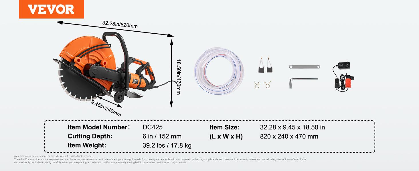 VEVOR Electric Concrete Saw, TikTokShopBlackFriday, 16 in, 3200 W 15 A Motor Circular Saw Cutter with Max. 6 in Adjustable Cutting Depth, Wet Disk Saw Cutter Includes Water Line, Pump and Blade, for Stone, Brick Construction VEVOR Super Brand Day VEVOR Electric Concrete Saw, TikTokShopBlackFriday, 16 in, 3200 W 15 A Motor Circular Saw Cutter with Max. 6 in Adjustable Cutting Depth, Wet Disk Saw Cutter Includes Water Line, Pump and Blade, for Stone, Brick Construction VEVOR Super Brand Day