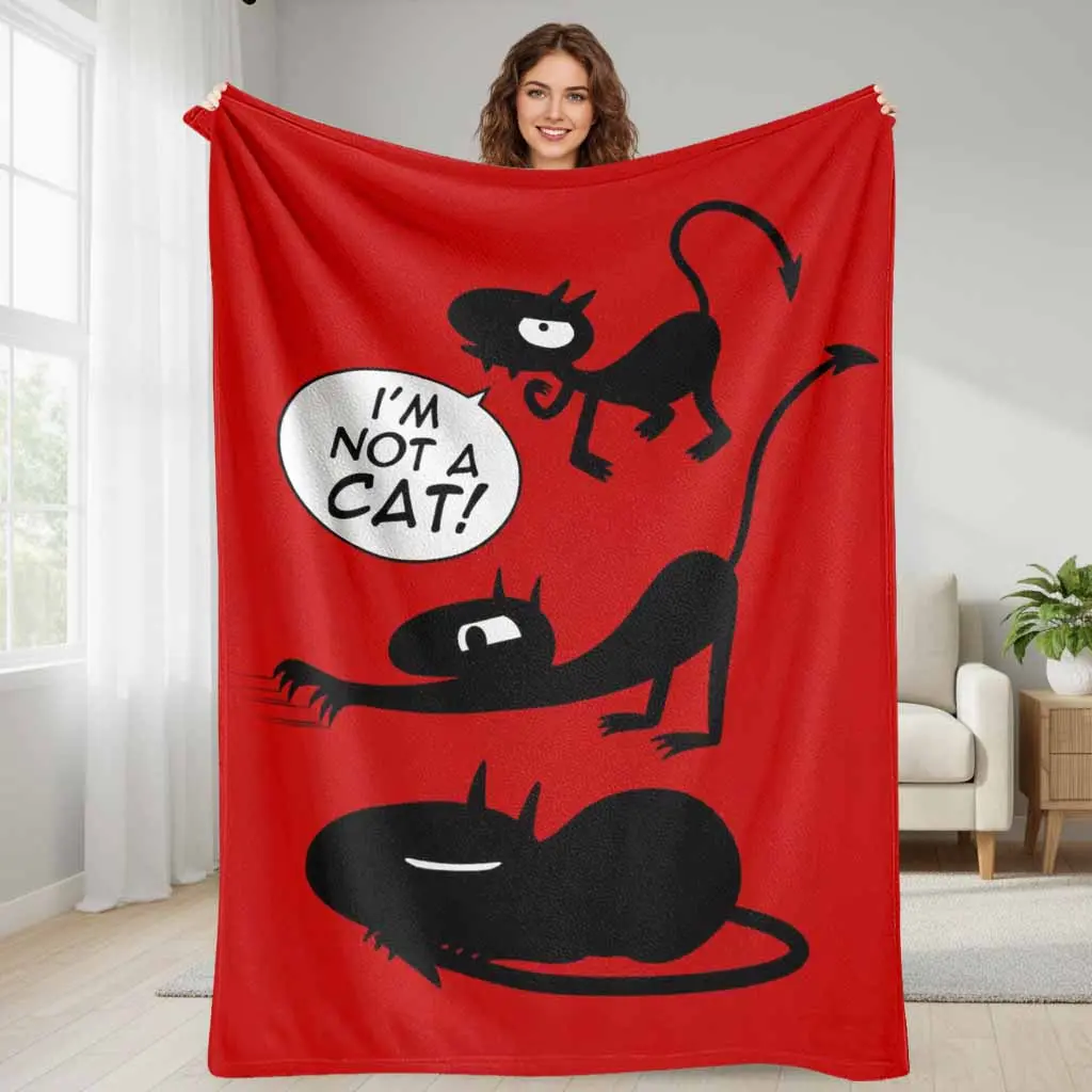 Funny Black Creature Flannel Blanket - Flannel Fabric, Multi-Size, Playful Look, Whimsical Print, Super Soft Lightweight Plush Texture, Cozy Warmth Throw for Living Room, Bedroom, Ideal Gift for Camping Movie Night