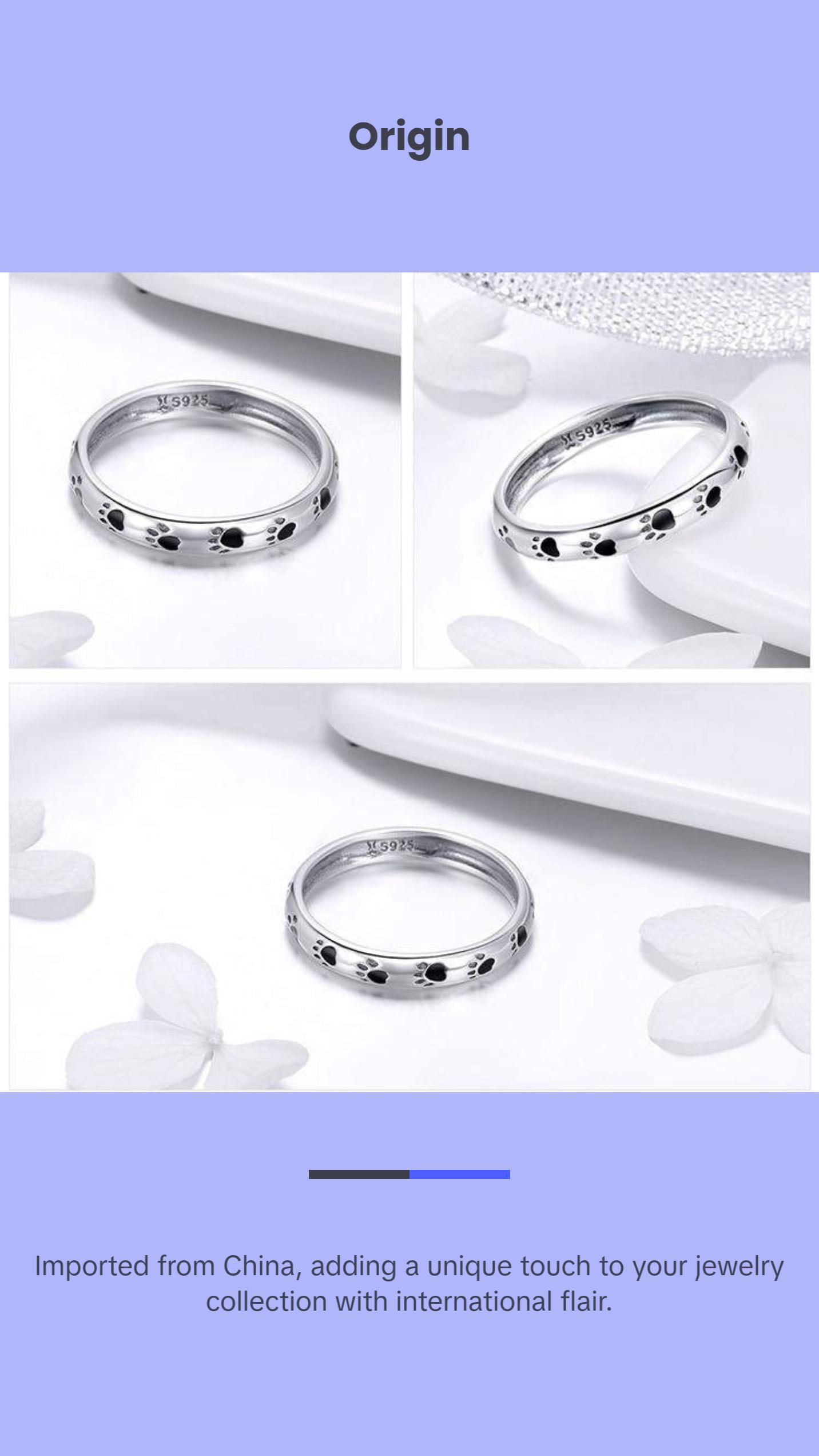 Sterling Silver Ring With Engraved Puppy Paw Prints                                                                                                                                  45