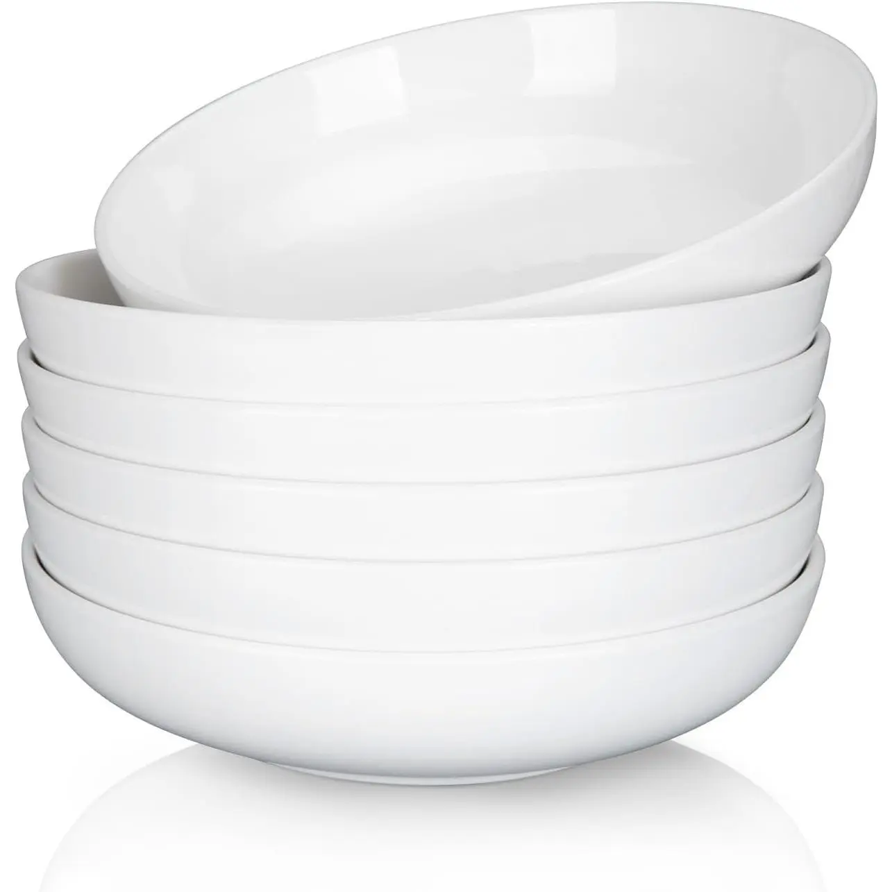 【Garvee】Large Pasta Bowl – 26 oz – Porcelain Kitchen Bowls, Plates, Microwave and Dishwasher Safe, Wide and Flat Ceramic Plate – for Serving Salad, Dinner, Pasta, Soup – White