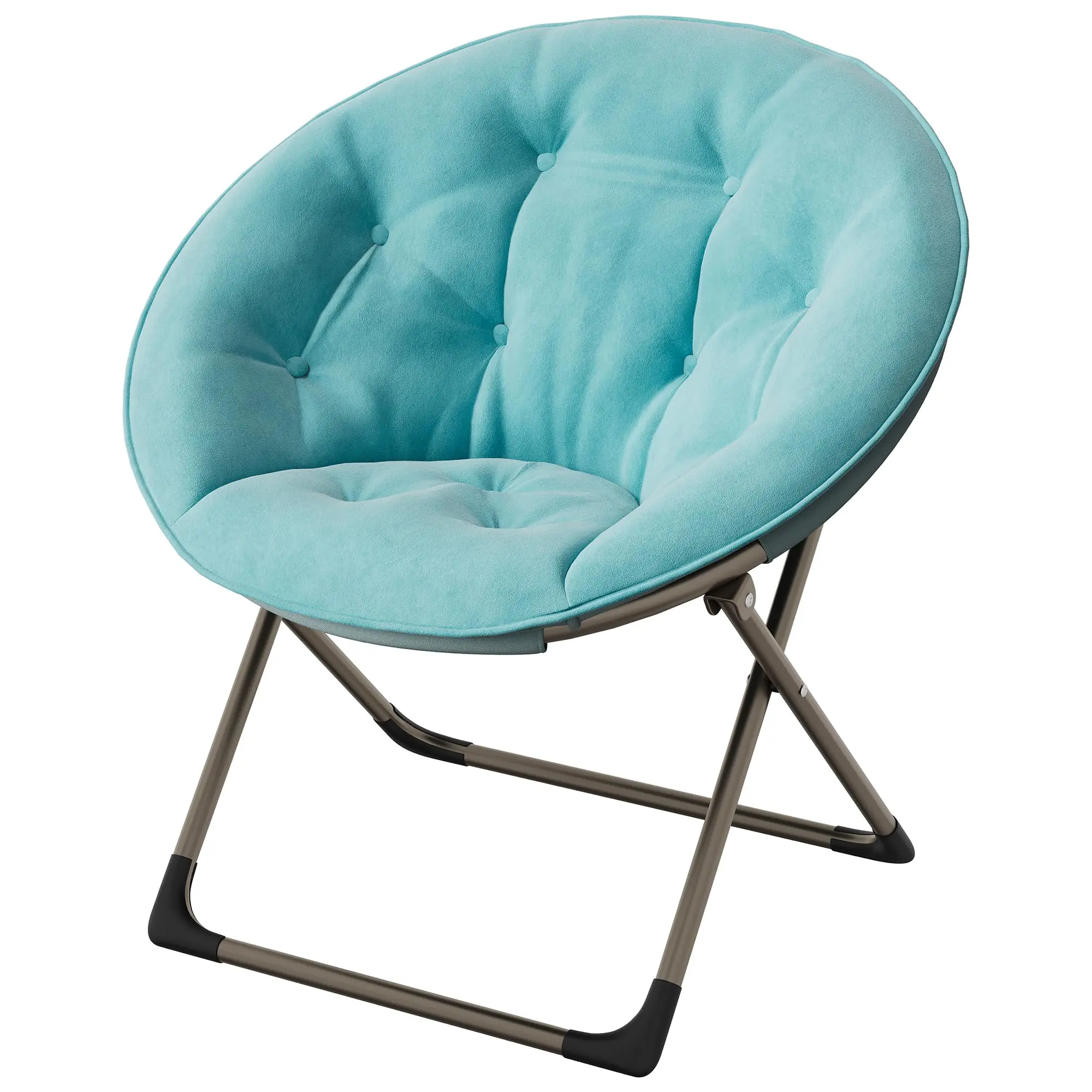 Garvee Saucer Chair with Plush Faux Fur Seat and Folding Metal Frame, Oversized Comfort for Adults, Teens, and Kids, Perfect for Bedroom, Dorm, or Living Room, Available in Pink and Black