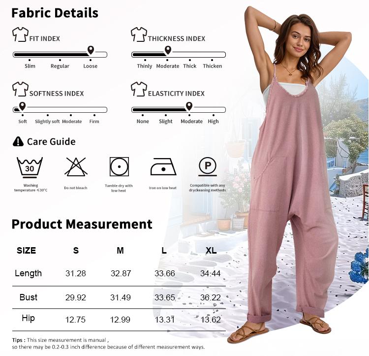 AUTOMET Fade Craft  Loose Jumpsuits-Acid Wash Women’s V Neck Sleeveless One Piece Loose Fit overalls Spaghetti Strap Harem Long Pants with Pockets
