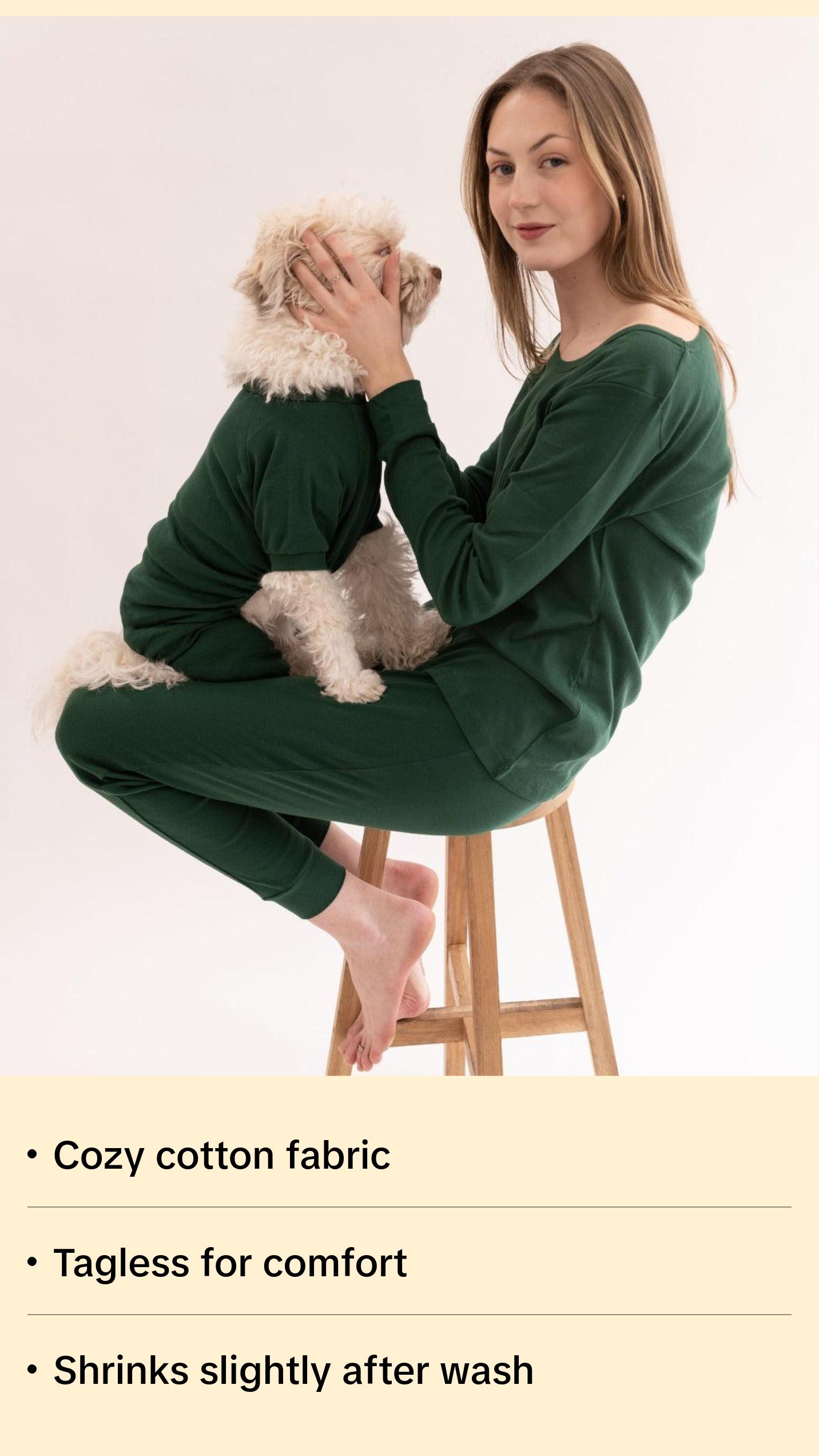 Dogs Solid Color Dark Green Pajamas