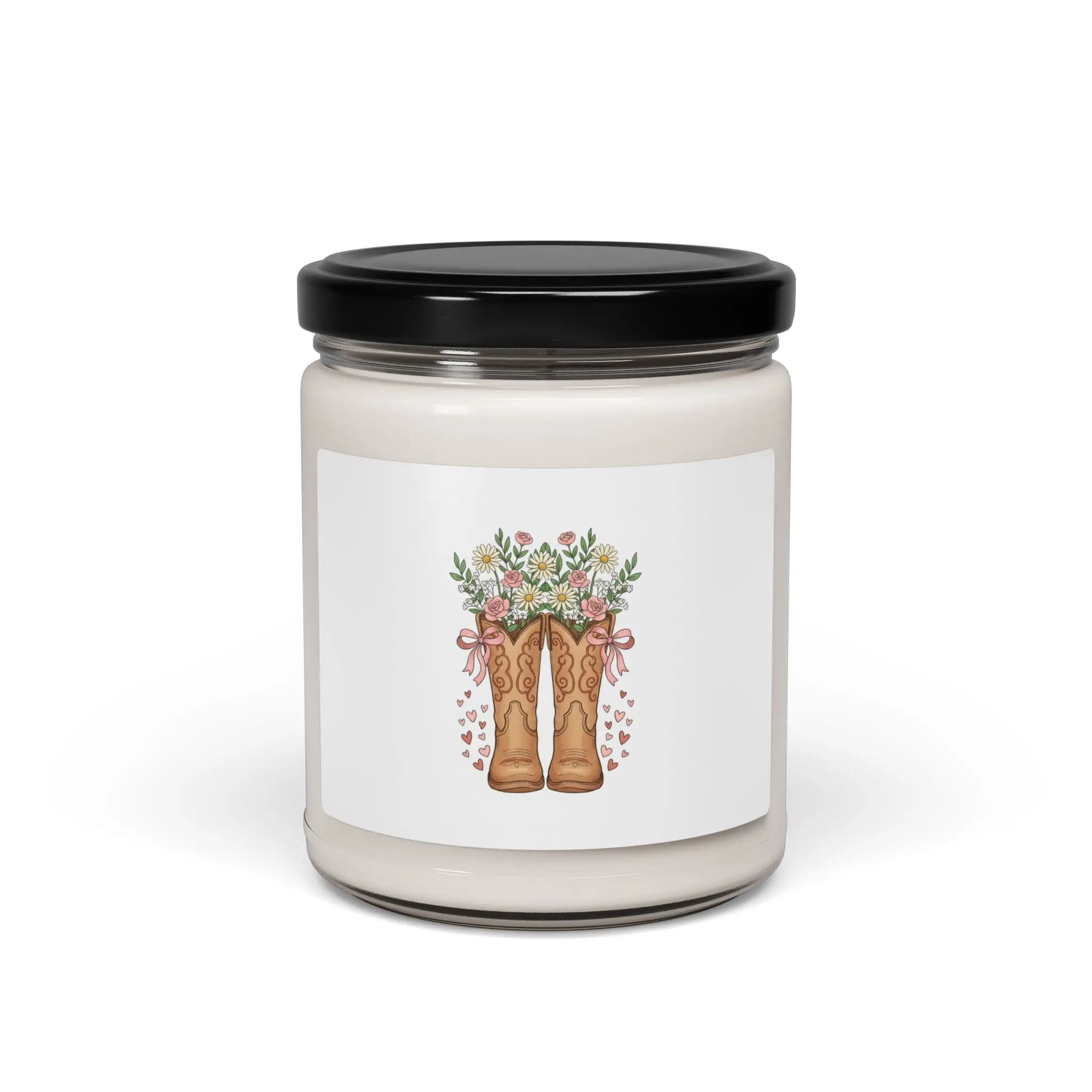 Cowgirl Boot Heart Candle, Soy Candle | Western Valentine, Rustic Floral
