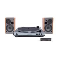 Silver Turntable / Brown Speakers