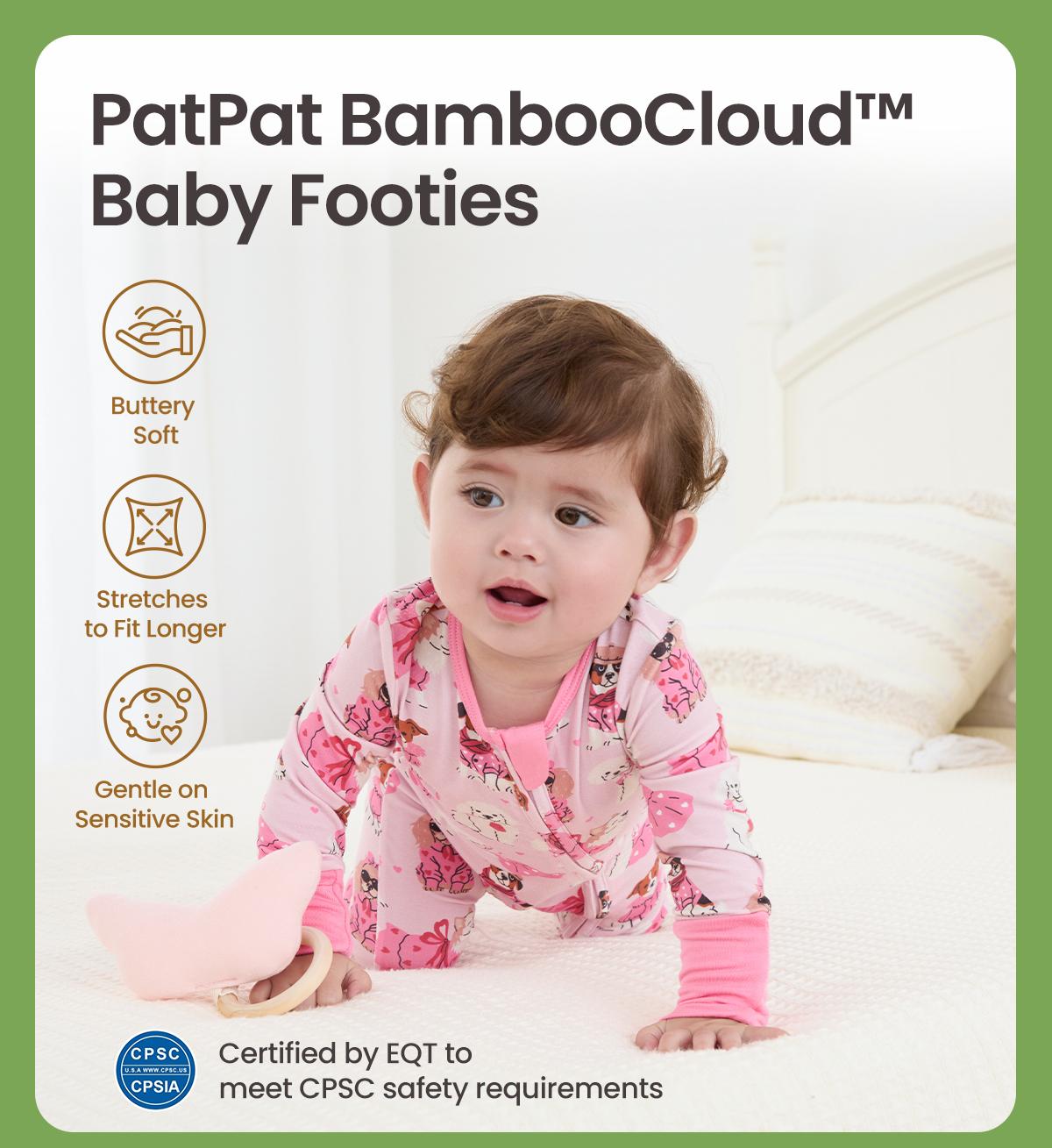 PatPat Bamboo Ultra-Stretchy Baby Zip-Up Pajamas – 3X Extended Growth Fit (0-24M), 8% Spandex for All-Day Comfort | Scratch-Free Sleeves, Adjustable Feet & Non-Slip Soles | Cute Prints PatPat Bamboo Ultra-Stretchy Baby Zip-Up Pajamas – 3X Extended Growth Fit (0-24M), 8% Spandex for All-Day Comfort | Scratch-Free Sleeves, Adjustable Feet & Non-Slip Soles | Cute Prints
