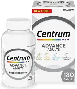 Centrum Advance Multivitamin & Mineral Tablets – 180 Count Daily Multivitamin with 24 Essential Nutrients Including Vitamin D, Vitamin C & Calcium, Energy, Immune & Bone Health Support Supplement Healthcare Dietary Fitness Bathroom