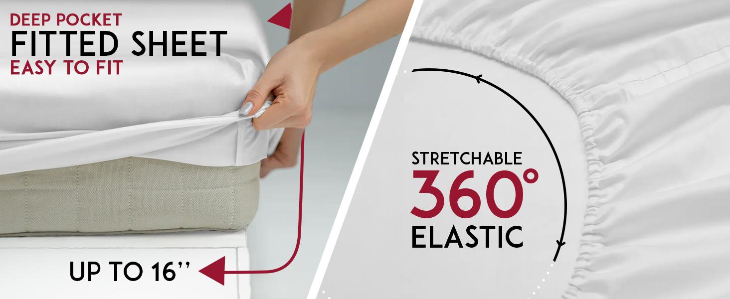 LUX DECOR 4 Pc Solid Bed Sheets Brushed Microfiber 16" Deep Pocket Fitted Sheets & Embroidered Pillowcases Fade Resistant All Season High Quality Luxury Bedding Set -Soft Sheets Set- Cozy Bedding Accessories