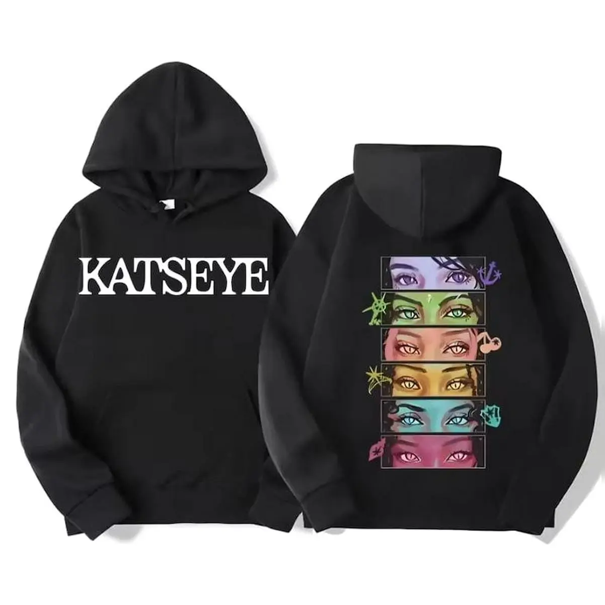 Women's Katseye Kpop Vintage Graphic Print Hoodie - Soft Cotton Long Sleeve Beautiful Chaos Tour Merch, Retro 2010s Fashion Casual Street Style Sweatshirt, Comfy Round Neck Top for Party, Casual Ootd, Outfit Inspiration