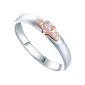 14k White Gold Rose Gold Heart Natural Diamond Option Ring