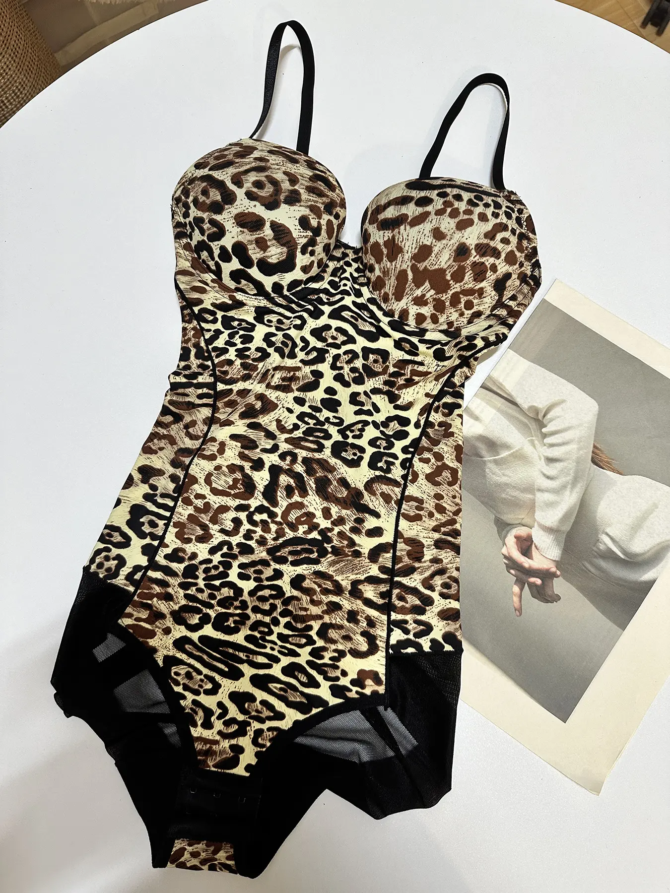 Women's Leopard Print Backless Body Shaper Dress, Faja Dress Shapewear, Adjustable Straps Slimming Design, Casual Fashion Bottoms for All Seasons, Deep V Shapewear