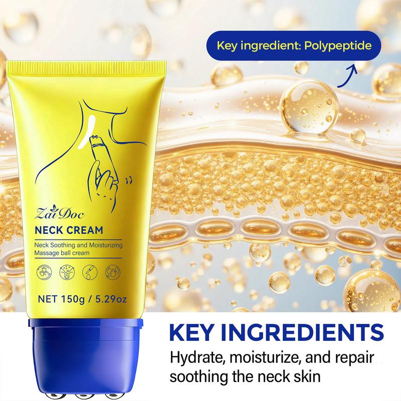 Zaidoc Neck Firming Cream 150g - Tighten & Lift for Crepey Skin, Deep Moisturizing, Cruelty-Free, Roller Massage Application, Fades Neck Lines, Firms & Repairs