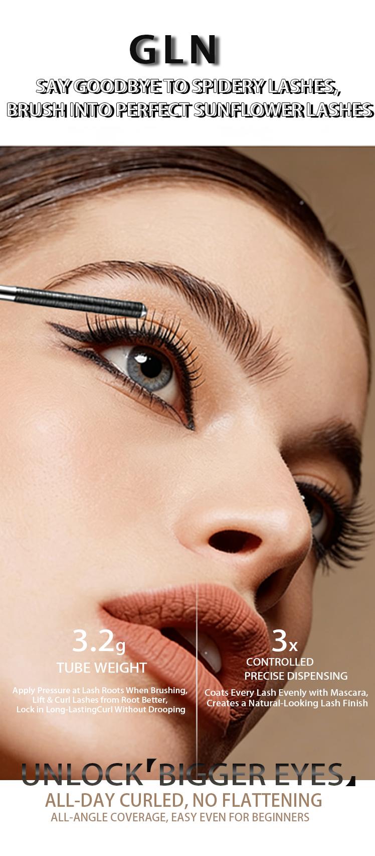 GLN 3D Curl & Volume Black Mascara Long-lasting curl-enhancing beauty makeup Large-sized black smudge-proof waterproof tube mascara Dramatically voluminous 3.2g