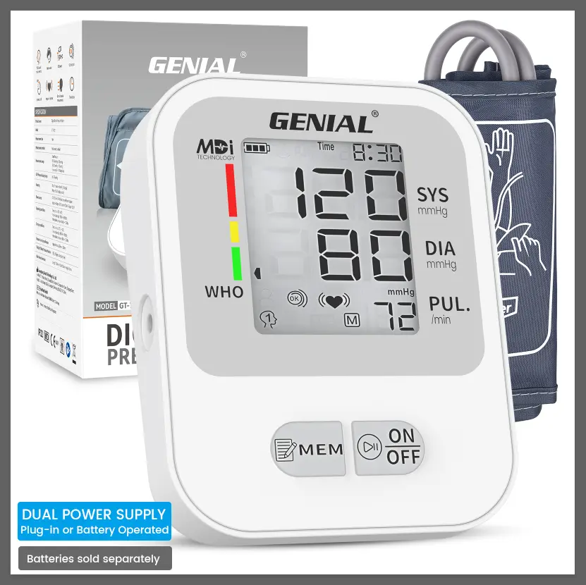 Deepbito FDA Cleared Upper Arm Blood Pressure Monitor for Adults - Adjustable Cuff, Dual Power (Battery/Plug-in), LCD Display, Posture Detection, Irregular Heart Alert, Portable Case for Home & Travel