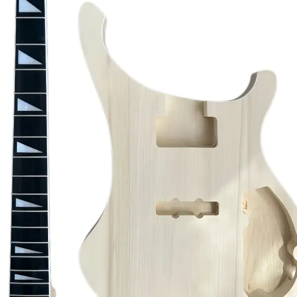 DIY 4-String Bass Guitar Kit with Basswood Body, Embedded Maple Neck, Rosewood Fingerboard, Chrome Hardware, 34in String Length, 20 Frets, Humbucker Pickups, Fixed Bridge, Embedded Neck