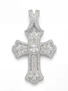①⑥Iced Cross Pendant With 18mm Cuban Link Chain Set