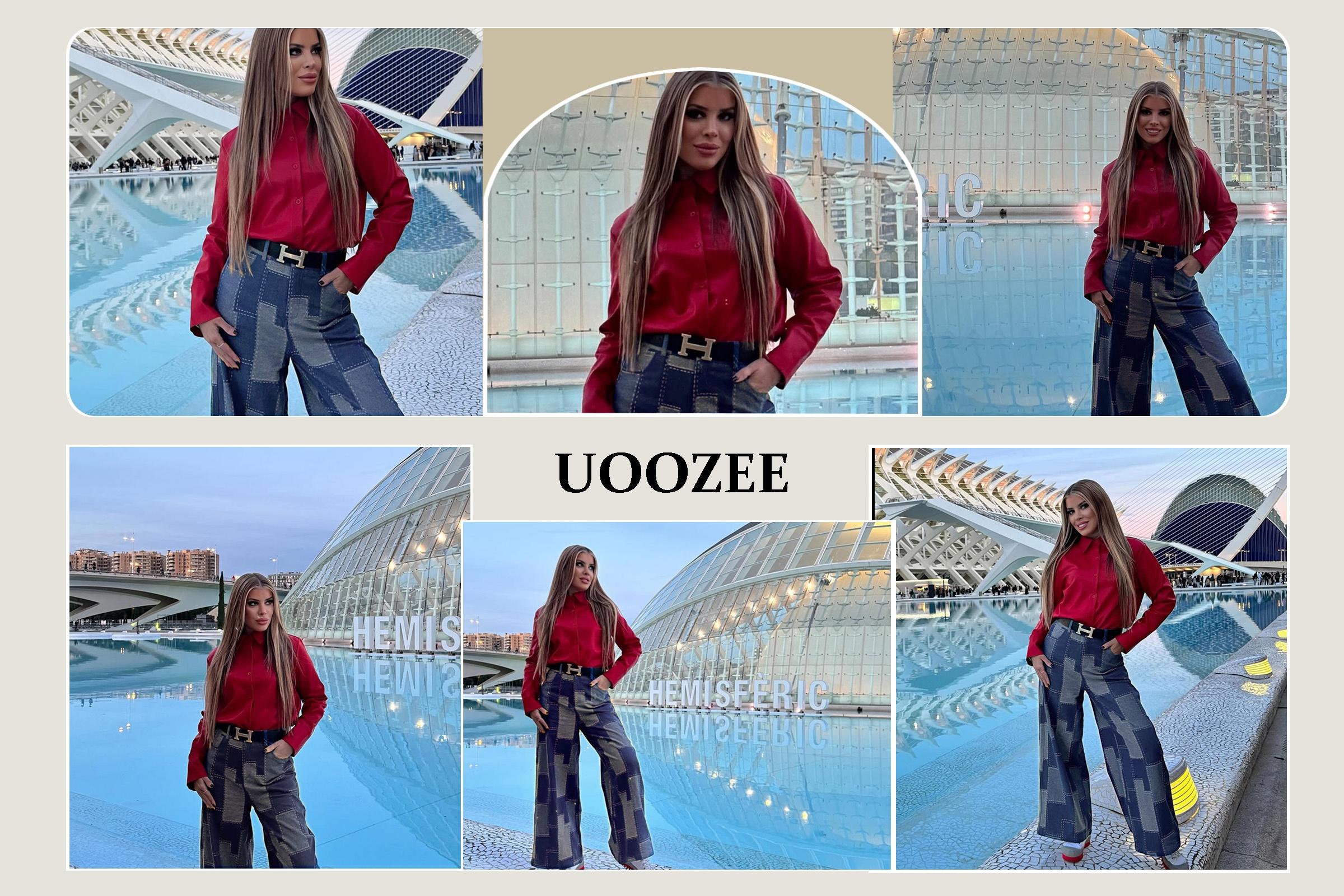 UOOZE Women's long-sleeved Slim Fit button-down solid color lapel shirt top, 100% cotton, embellished with gold buttons, suitable for multiple occasions all seasons blouses (One Size Up Recommended for C - Cup and Above) Casual cute fall outfits SpringSta