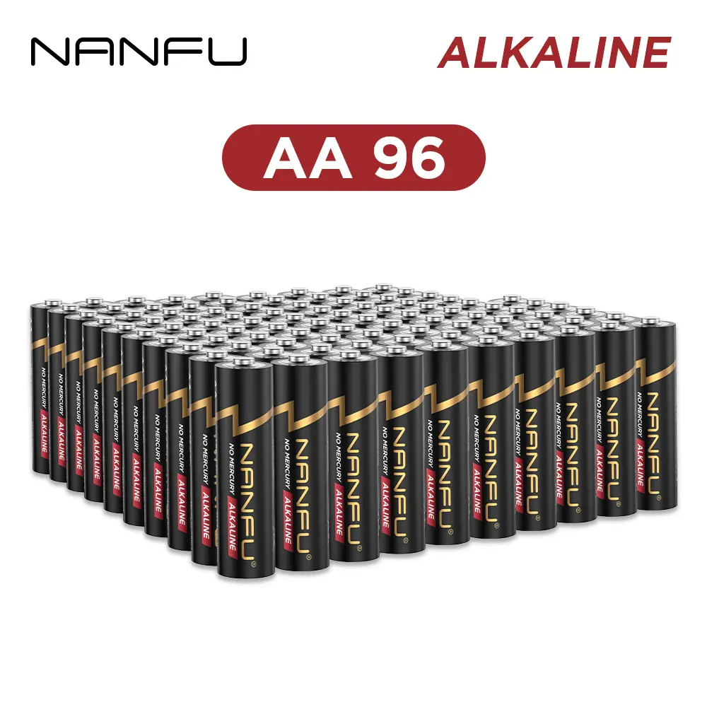 NANFU 1.5V Alkaline Battery Bulk Pack,AA/AAA Combo (96/72/56/36/20/24/12 Counts),High-Performance Non-Rechargeable,10-Year Shelf Life, Perfect for Home/Office/Devices