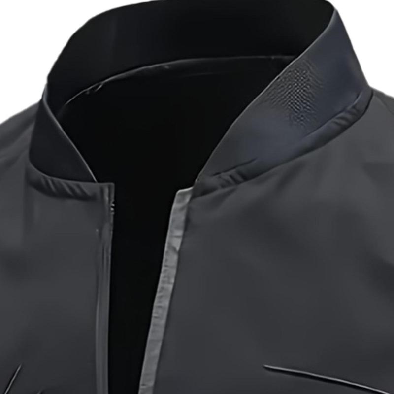 Men's Letter Embroidered Pilot Jacket, Casual Coat, Four-Season Fashionable Outerwear, Suitable for Daily, Home, Outdoor, Work Settings