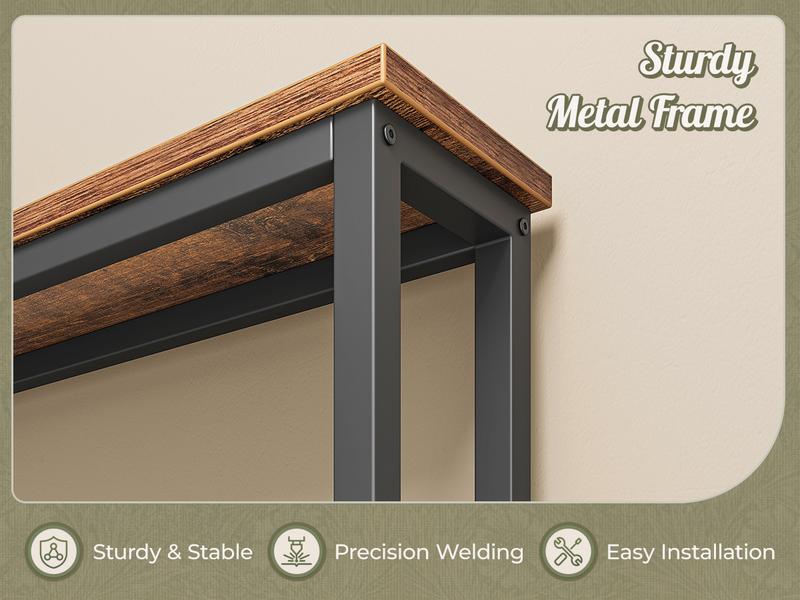 Huuger 102.4/110.2 Inch Sofa Table with Power Outlets, 23.9’’-34.4’’ Height Adjustable Range, Behind Couch Table with USB-C Ports, Sofa Tables Narrow Long, Skinny Console Table, Small Spaces