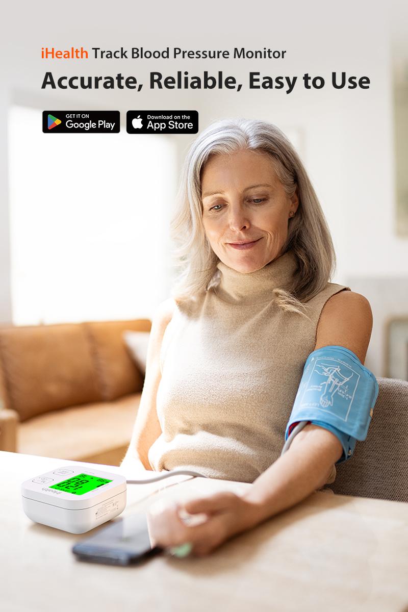 iHealth Track Smart Upper Arm Blood Pressure Monitor with Wide Range Cuff That fits Standard to Large Adult Arms, Bluetooth Compatible for iOS & Android Devices