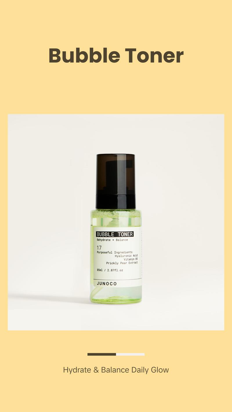 JUNOCO Bubble Toner. Rehydrating and Balancing Daily Facial Toner 85ml/2.87 Fl Oz