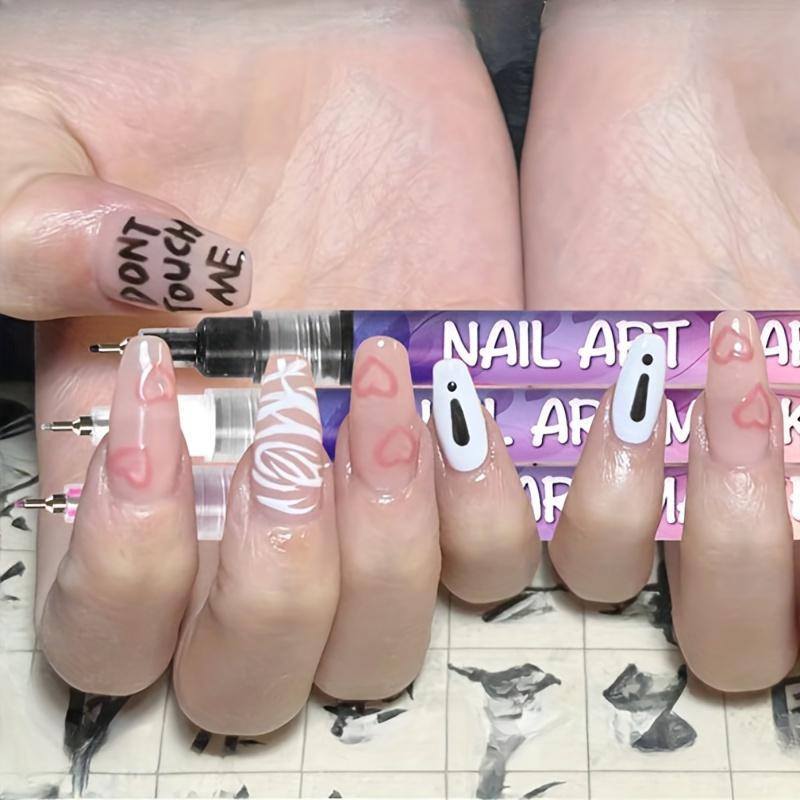 Nail Art Marker - 12 Color Quick Dry Acrylic Painting Pen for DIY Nail Art & 3D Dot Embroidery - Water-Based, Easy to Color, Solid Color, 0.5mm Tip - Perfect for Home & Salon Use