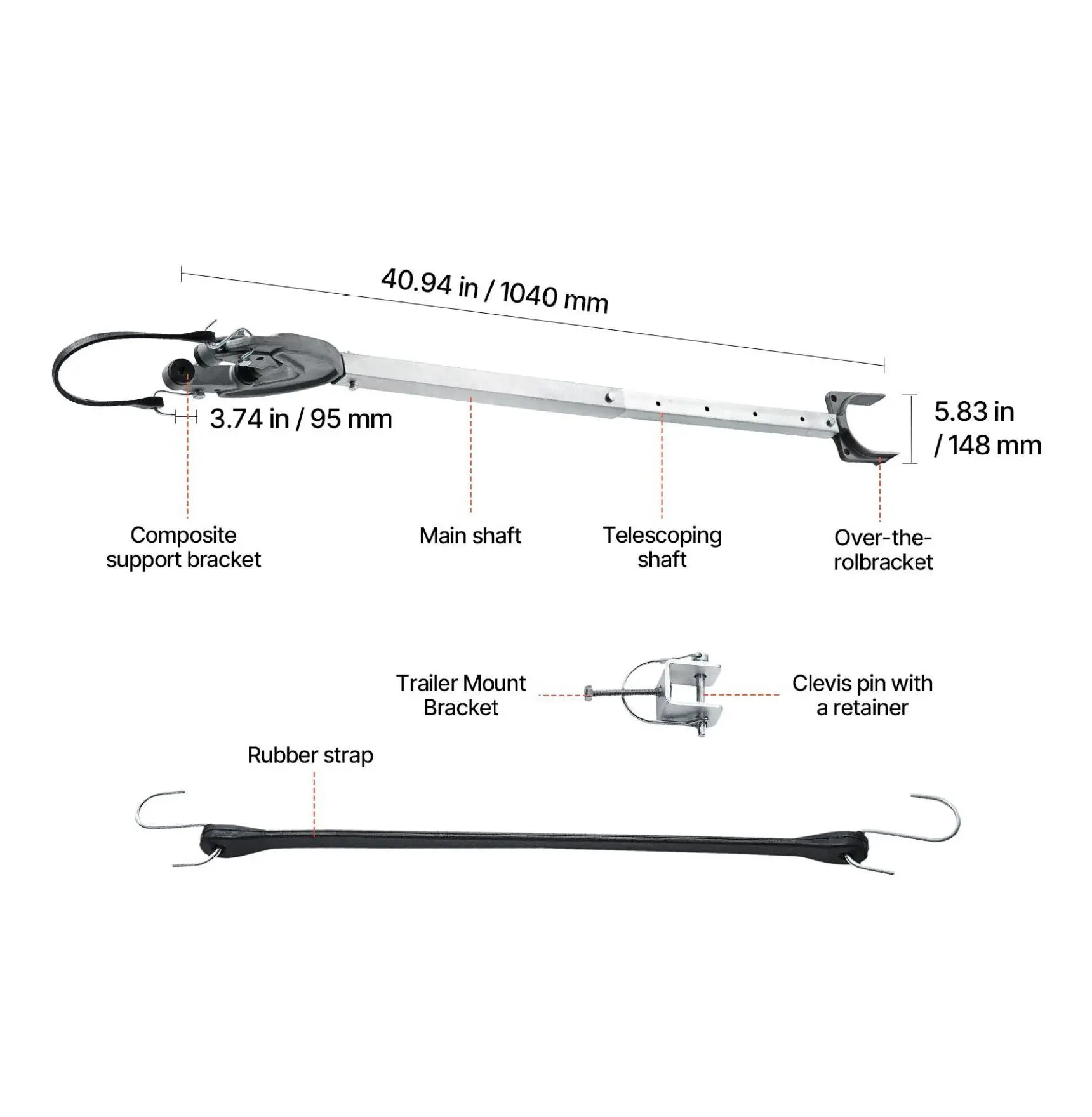 Boat Transom Saver 24-36 inch Adjustable, Heavy Duty Outboard Motor Support for Trailers, Corrosion Resistant, Fits Engines Under 100HP