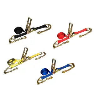 3" x 40', 50', 60' Custom Ratchet Straps With Chain Extensions