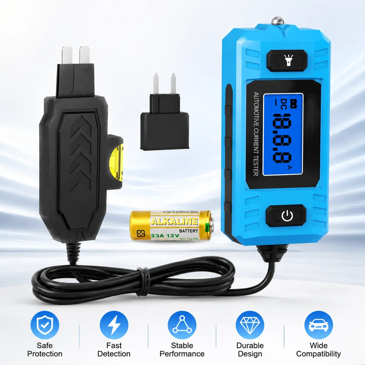 Automotive Power Probe Circuit Tester - 12V-48V LCD Digital Voltage Tester, Car Fuse & Wiring Fault Diagnostic Electronic Repair Tool