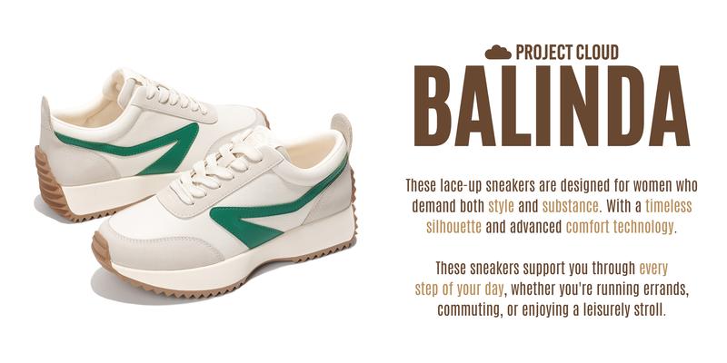 Project Cloud Women's | Fashion Sneakers | Lace-Up | Memory Foam | Lightweight | Non-Slip - Balinda