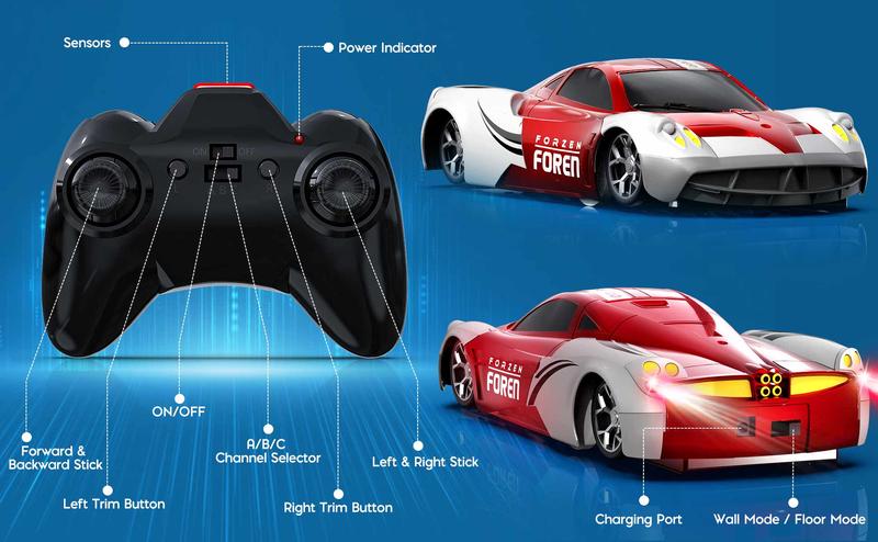 Remote Control Car, RC Cars with LED  Light, Wall Climbing Car, Electric Remote Toys for Kids, VehicleToy for Boys Girls Birthday Gift