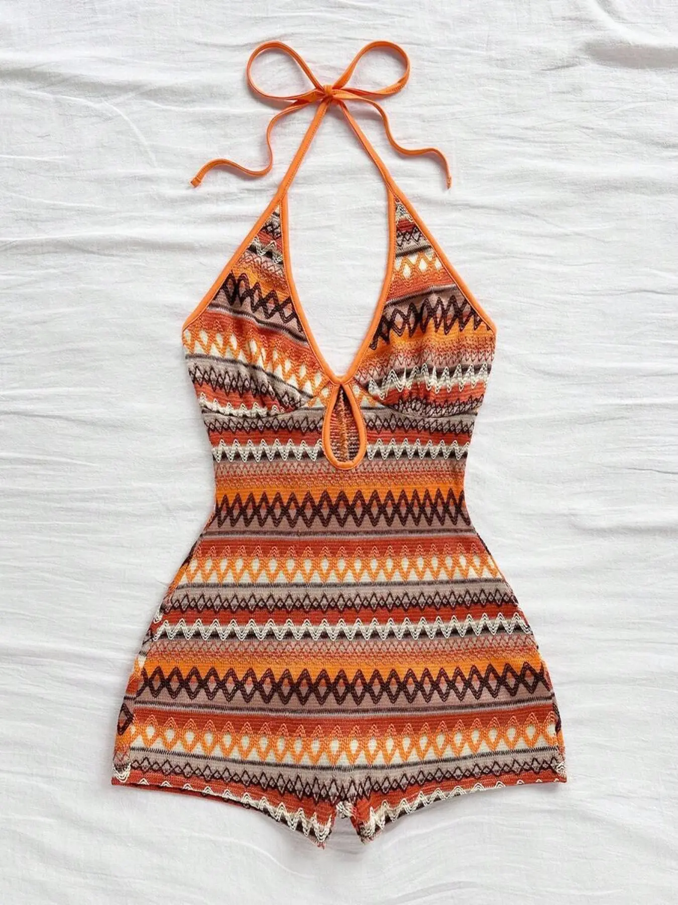 Women's Halter One-Piece Backless Slim Romper, Bohemian Party Beachwear for Music Festival, Women's Fashion Clothing