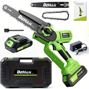 8 inch Mini ChainSaw-Portable Electric Cordless Saw for Wood Cutting, Batteries (2000mAh) ,Pruning, Gardening, Camping Power chainsaw Tool Kit