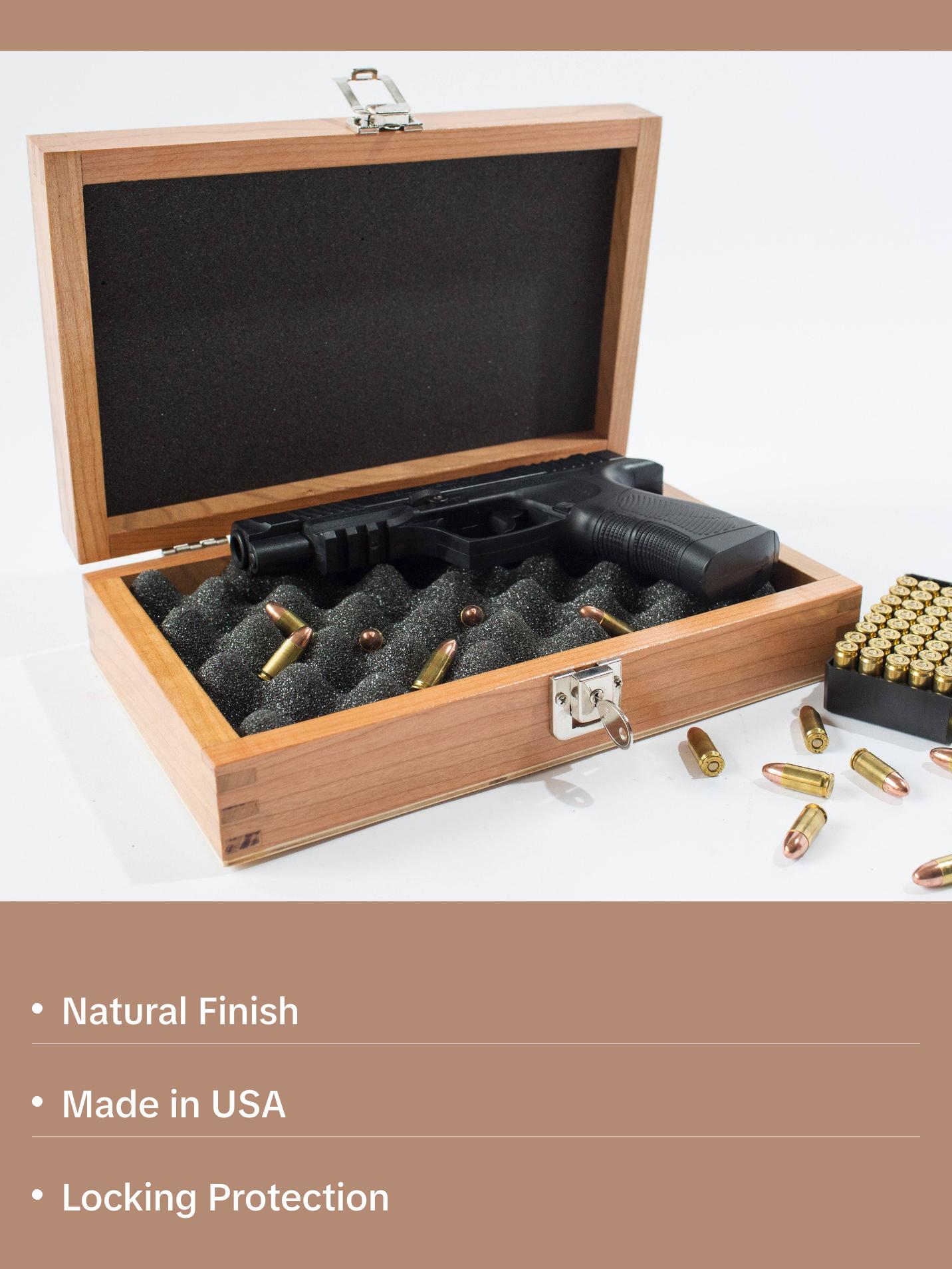 #G1N Single Pistol Gun Chest; Natural Finish on Solid Cherry Hardwood
