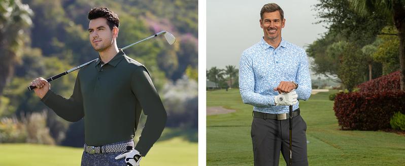 MAELREG Mens Golf Shirt Short and Long Sleeve Moisture Wicking Dry Fit Performance Solid Casual Pique Golf Polo Shirts for Men